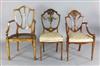 Three Sheraton revival painted satinwood salon chairs                                                                                  