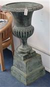 A pair of cast campana garden urns H.108cm                                                                                             