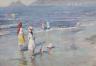 Italian School, oil on canvas, Children on the seashore, indistinctly signed, 48 x 67cm                                                                                                                                     