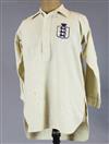 England Football Interest: A Frank Roberts white England International jersey, season 1924-25, some spotting otherwise good condition  