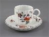 A Derby ribbed coffee cup and saucer, c.1758, d. 12cm                                                                                  