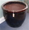 A large blue glazed garden pot W.60cm                                                                                                  