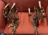 A pair of late 19th / early 20th century gilt metal six branch wall lights (converted to electricity), height 63cm                                                                                                          