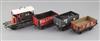 A Fox open wagon, no.921, in red, a GW loco open wagon 10T, no.23633, in black, a Bullcroft open wagon,                                