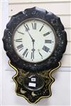 A Victorian papier mache wall clock W.47cm                                                                                             