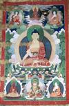 A thangka depicting Buddha Shakyamuni, Tibet, 19th century, Total dimensions 148cm x 102cm                                             