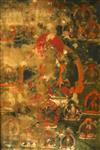 A thangka depicting Green Tara, Tibet, 19th century 67cm x 45cm, worn                                                                  