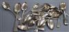 A small group of assorted 19th century and later silver flatware, mixed dates and makers, 24 oz.                                       