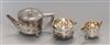 A three piece silver plated Walker and Hall tea set                                                                                    