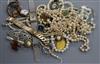Two lady's 9ct wrist watches, a 19th century white metal eye glass and sundry jewellery.                                               