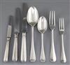 A canteen of Victorian silver Hanoverian rat tail pattern flatware for twenty four, by Aldwinkle & Slater, weighable silver 253 oz.    