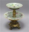 A 19th century Chinese two tier centrepiece, with French bronze mounts height 29.5cm                                                   