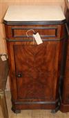 A figured walnut bedside cabinet W.40cm                                                                                                