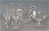 A quantity of Waterford glass including seven champagne glasses, a pedestal bowl and a jug                                             