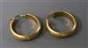 A pair of 18ct gold hoop earrings, 5.6 grams.                                                                                          