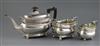 A matched George III silver three piece tea set, gross 30.5 oz.                                                                        