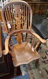 Two Victorian elm and beech Windsor armchairs                                                                                          