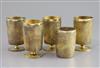 Adrian Gerald Benney. A set of four bark effect silver gilt goblets, on short stems and a similar tumbler, 36.5 oz.                    