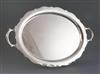 A George V silver two handled shaped oval tea tray, William Suckling Ltd, 58 oz.                                                       