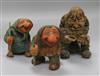 Three carved wooden trolls tallest 19cm                                                                                                