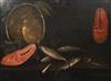 17th century Dutch School Still life of fishes, salmon and a brass pan 18 x 23.5in. unframed.                                          