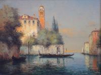 § A. Bouvard Jnr (1870-1956) Venetian canal scene 10.25 x 13.5in.                                                                      