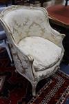 A Louis XV style painted and parcel-gilt armchair                                                                                      