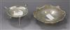 A silver tri-handled dish and one other silver dish, 9.5 oz.                                                                           