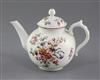 A rare Derby globular teapot and cover, c.1758, h. 13.5cm, handle re-attached                                                          