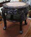 A Chinese hardwood marble top two tier table W.55cm                                                                                    