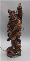 A Chinese carved hardwood figural carving height 48cm                                                                                  