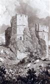 Nathaniel Whittock (1791-1860) Lewes Castle, 1829 5.75 x 3.5in., almost the same size as the engraved plate, 14.9 x 9.7 cm.            