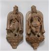 Two 19th century hand carved Indian statuettes height 29cm                                                                             