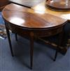 A George III demi lune card table W.92cm                                                                                               