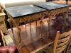 A pair of square giltwood side tables with variegated black marble tops, width 45cm, height 49cm                                                                                                                            