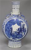 A large 19th century Chinese blue and white moon flask height 55.5cm                                                                   
