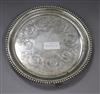 Victorian silver salver with pierced border, Roberts & Slater, Sheffield, 1875, 18 oz.                                                 