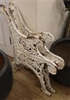 A pair of Victorian Coalbrookdale design cast iron bench ends W.65cm approx.                                                           