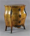 A late 19th century Dutch walnut and marquetry bombe commode, W.2ft 7in. D.1ft 2in. H.2ft 11in.                                        