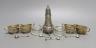 A set of four late Victorian demi-fluted silver salts and spoons, two other salts and a caster.                                                                                                                             