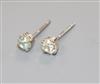 A pair of 18ct white gold and solitaire diamond ear studs, no butterflies.                                                             