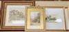 Two pairs of watercolours of cottages and a print after Birket Foster                                                                  