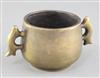 A Chinese bronze gui censer, four character mark to base, width 17.5cm                                                                 