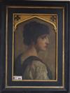 Follower of Lord Leighton, profile head and shoulder portrait of a young man, oil on canvas laid on board, 46 x 30cm                   