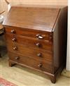 A late Georgian mahogany bureau W.95cm                                                                                                 