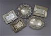 A pair of silver dishes, two other small silver dishes and a silver ashtray, 8.5 oz.                                                   