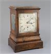 A Victorian walnut single fusee four glass timepiece, height 28.5cm                                                                    