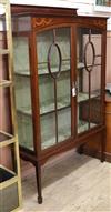 An Edwardian inlaid mahogany display cabinet W.101cm                                                                                   