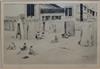 Theodore Roussell (1914-1989), etching, Bathers and beach huts, signed in pencil, 23 x 36cm                                            