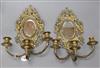 A pair of three branch mirrored wall sconces                                                                                           